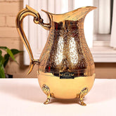 Pure Brass Handmade Jug Pitcher Jar with 4 Legs Decor Crockery Wala And Company Ltd